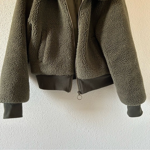Sweet Rain Women’s Teddy Jacket Medium Olive Green Cozy Warm Casual Cozy Warm - Picture 2 of 11